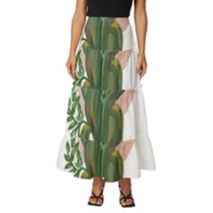 Abstract T- Shirt Therwaro T- Shirt Tiered Ruffle Maxi Skirt