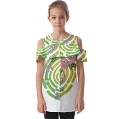 Abstract T- Shirt Tropical World T- Shirt Fold Over Open Sleeve Top