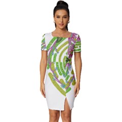 Abstract T- Shirt Tropical World T- Shirt Fitted Knot Split End Bodycon Dress