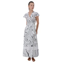 Abstract T- Shirt Vea I I T- Shirt Flutter Sleeve Maxi Dress by maxcute