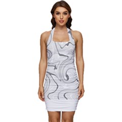 Abstract T- Shirt Vea I I T- Shirt Sleeveless Wide Square Neckline Ruched Bodycon Dress