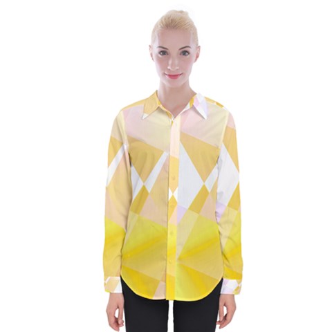 Abstract T- Shirt Yellow Chess Cell Abstract Pattern T- Shirt Womens Long Sleeve Shirt by maxcute