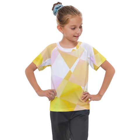 Abstract T- Shirt Yellow Chess Cell Abstract Pattern T- Shirt Kids  Mesh Piece Tee by maxcute