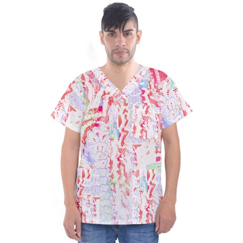 Abstractart T- Shirt Abstract Forest In Pink T- Shirt Men s V-neck Scrub Top by maxcute