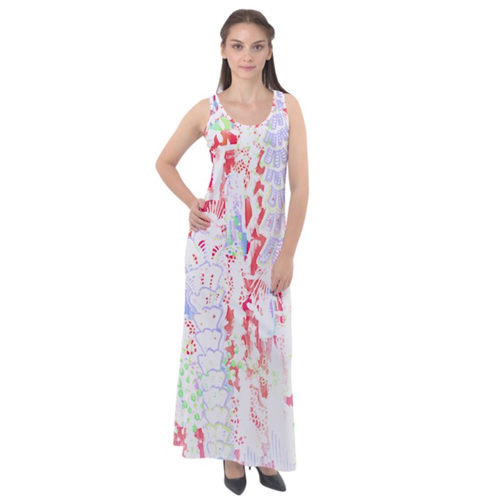 Abstractart T- Shirt Abstract Forest In Pink T- Shirt Sleeveless Velour Maxi Dress