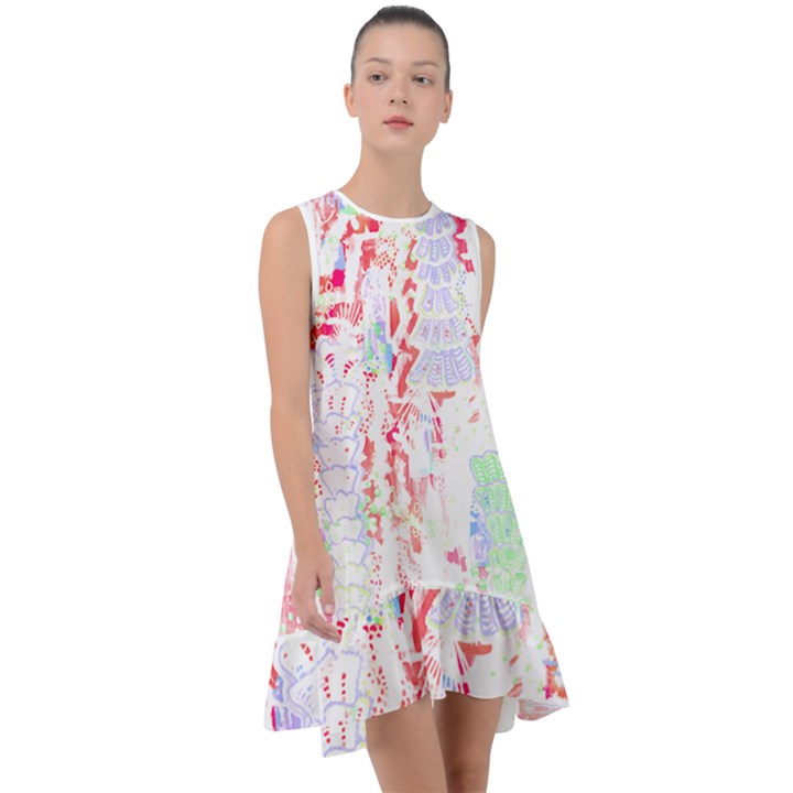 Abstractart T- Shirt Abstract Forest In Pink T- Shirt Frill Swing Dress