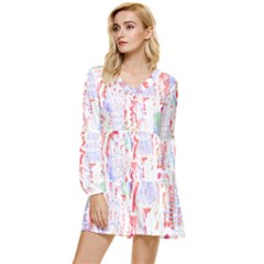 Abstractart T- Shirt Abstract Forest In Pink T- Shirt Tiered Long Sleeve Mini Dress by maxcute