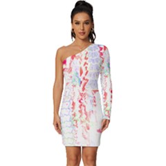 Abstractart T- Shirt Abstract Forest In Pink T- Shirt Long Sleeve One Shoulder Mini Dress by maxcute