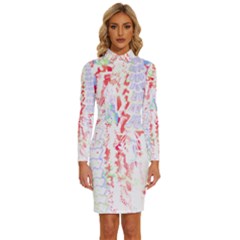 Abstractart T- Shirt Abstract Forest In Pink T- Shirt Long Sleeve Shirt Collar Bodycon Dress