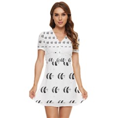 Animal T- Shirt Funny Unique Animal 5 V-neck High Waist Chiffon Mini Dress