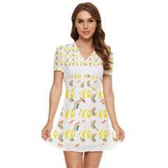 Animal T- Shirt Funny Unique Animal V-neck High Waist Chiffon Mini Dress