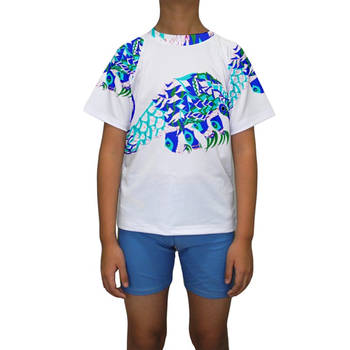 Armadillo T- Shirtthe Magnificent Armored Pangolin Ecopop Art T- Shirt Kids  Short Sleeve Swimwear