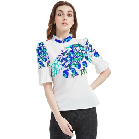 Armadillo T- Shirtthe Magnificent Armored Pangolin Ecopop Art T- Shirt Frill Neck Blouse by maxcute