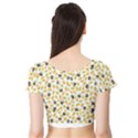 Art T- Shirt Brown Bunnies And Orange Carrots On Goldenrod Easter Pattern T- Shirt Short Sleeve Crop Top View2