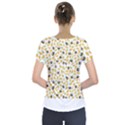 Art T- Shirt Brown Bunnies And Orange Carrots On Goldenrod Easter Pattern T- Shirt Short Sleeve Front Detail Top View2