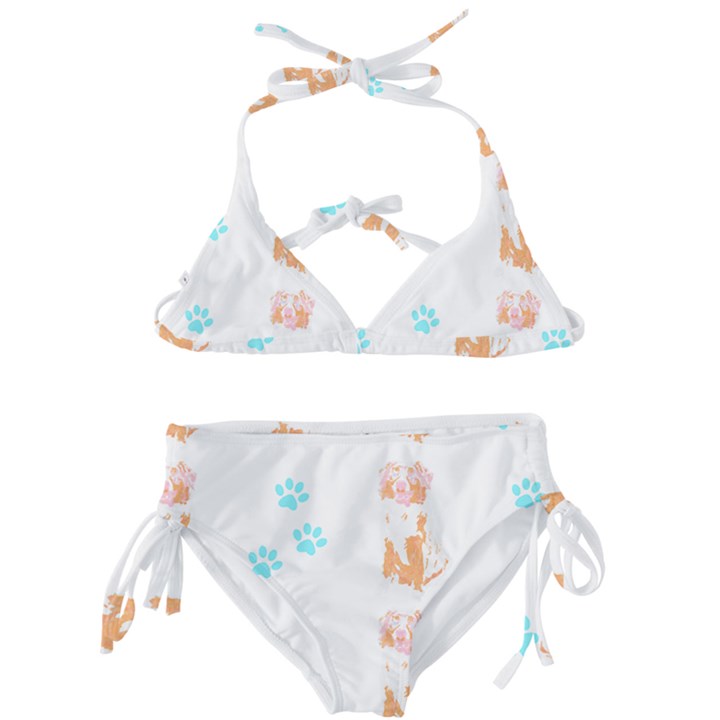 Australian Shepherd Dog Pattern T- Shirt Australian Shepherd Dog Cute Pattern T- Shirt (2) Kids  Classic Bikini Set