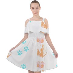 Australian Shepherd Dog Pattern T- Shirt Australian Shepherd Dog Cute Pattern T- Shirt (2) Cut Out Shoulders Chiffon Dress by maxcute