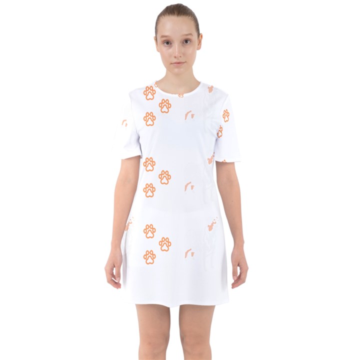 Australian Shepherd T- Shirt Australian Shepherd Dog Pattern T- Shirt Sixties Short Sleeve Mini Dress