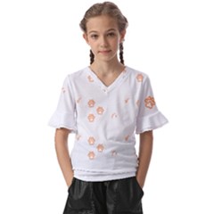 Australian Shepherd T- Shirt Australian Shepherd Dog Pattern T- Shirt Kids  V-neck Horn Sleeve Blouse