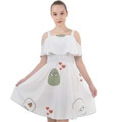 Avocado T- Shirtavocado Pattern T- Shirt Cut Out Shoulders Chiffon Dress by maxcute