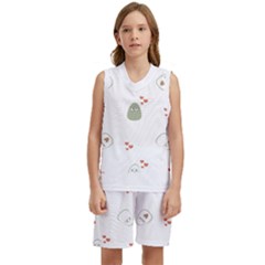 Avocado T- Shirtavocado Pattern T- Shirt Kids  Basketball Mesh Set