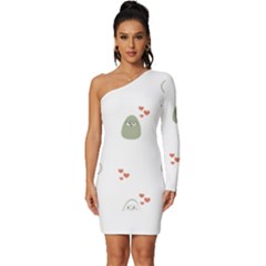 Avocado T- Shirtavocado Pattern T- Shirt Long Sleeve One Shoulder Mini Dress