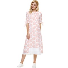 Basketball T- Shirt Basket Ball Pattern T- Shirt Bow Sleeve Chiffon Midi Dress