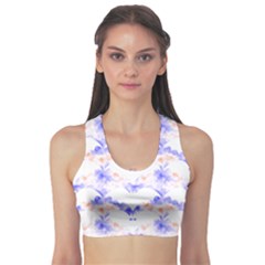 Bat Pattern T- Shirt Bats And Bows Blue Orange T- Shirt Sports Bra by maxcute