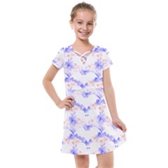 Bat Pattern T- Shirt Bats And Bows Blue Orange T- Shirt Kids  Cross Web Dress by maxcute