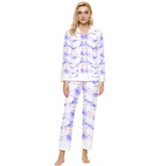 Bat Pattern T- Shirt Bats And Bows Blue Orange T- Shirt Womens  Long Sleeve Velvet Pocket Pajamas Set