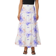 Bat Pattern T- Shirt Bats And Bows Blue Orange T- Shirt Tiered Ruffle Maxi Skirt