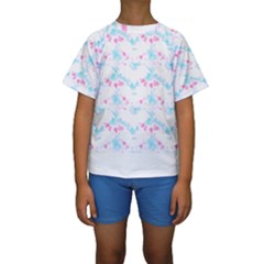 Bat Pattern T- Shirt Bats And Bows Blue Pink T- Shirt Kids  Short Sleeve Swimwear by maxcute