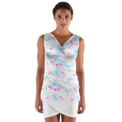 Bat Pattern T- Shirt Bats And Bows Blue Pink T- Shirt Wrap Front Bodycon Dress by maxcute