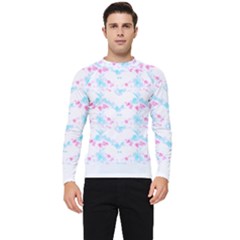 Bat Pattern T- Shirt Bats And Bows Blue Pink T- Shirt Men s Long Sleeve Rash Guard by maxcute