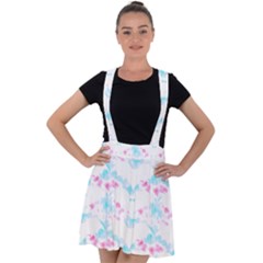 Bat Pattern T- Shirt Bats And Bows Blue Pink T- Shirt Velvet Suspender Skater Skirt by maxcute