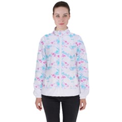 Bat Pattern T- Shirt Bats And Bows Blue Pink T- Shirt Women s High Neck Windbreaker by maxcute