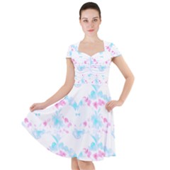 Bat Pattern T- Shirt Bats And Bows Blue Pink T- Shirt Cap Sleeve Midi Dress by maxcute