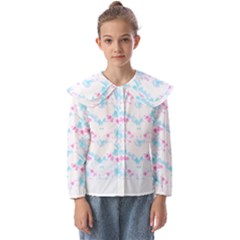 Bat Pattern T- Shirt Bats And Bows Blue Pink T- Shirt Kids  Peter Pan Collar Blouse by maxcute