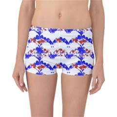 Bat Pattern T- Shirt White Bats And Bows Red Blue T- Shirt Reversible Boyleg Bikini Bottoms by maxcute