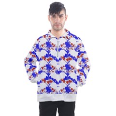 Bat Pattern T- Shirt White Bats And Bows Red Blue T- Shirt Men s Half Zip Pullover by maxcute