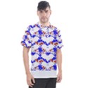 Bat Pattern T- Shirt White Bats And Bows Red Blue T- Shirt Men s Polo Tee View1