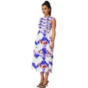 Bat Pattern T- Shirt White Bats And Bows Red Blue T- Shirt Sleeveless Round Neck Midi Dress View2