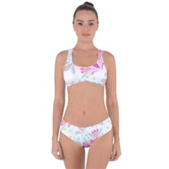 Batik T- Shirt Batik Floral Pattern T- Shirt Criss Cross Bikini Set by maxcute