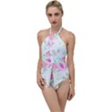 Batik T- Shirt Batik Floral Pattern T- Shirt Go with the Flow One Piece Swimsuit View1