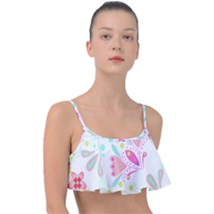 Batik T- Shirt Batik Floral Pattern T- Shirt Frill Bikini Top by maxcute