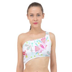 Batik T- Shirt Batik Floral Pattern T- Shirt Spliced Up Bikini Top  by maxcute