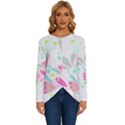 Batik T- Shirt Batik Floral Pattern T- Shirt Long Sleeve Crew Neck Pullover Top View1