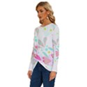 Batik T- Shirt Batik Floral Pattern T- Shirt Long Sleeve Crew Neck Pullover Top View2