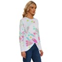 Batik T- Shirt Batik Floral Pattern T- Shirt Long Sleeve Crew Neck Pullover Top View3