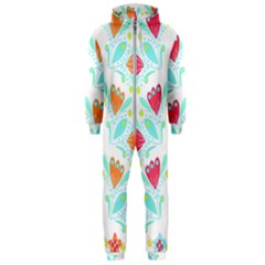 Batik T- Shirt Batik Flower Pattern 5 Hooded Jumpsuit (men)